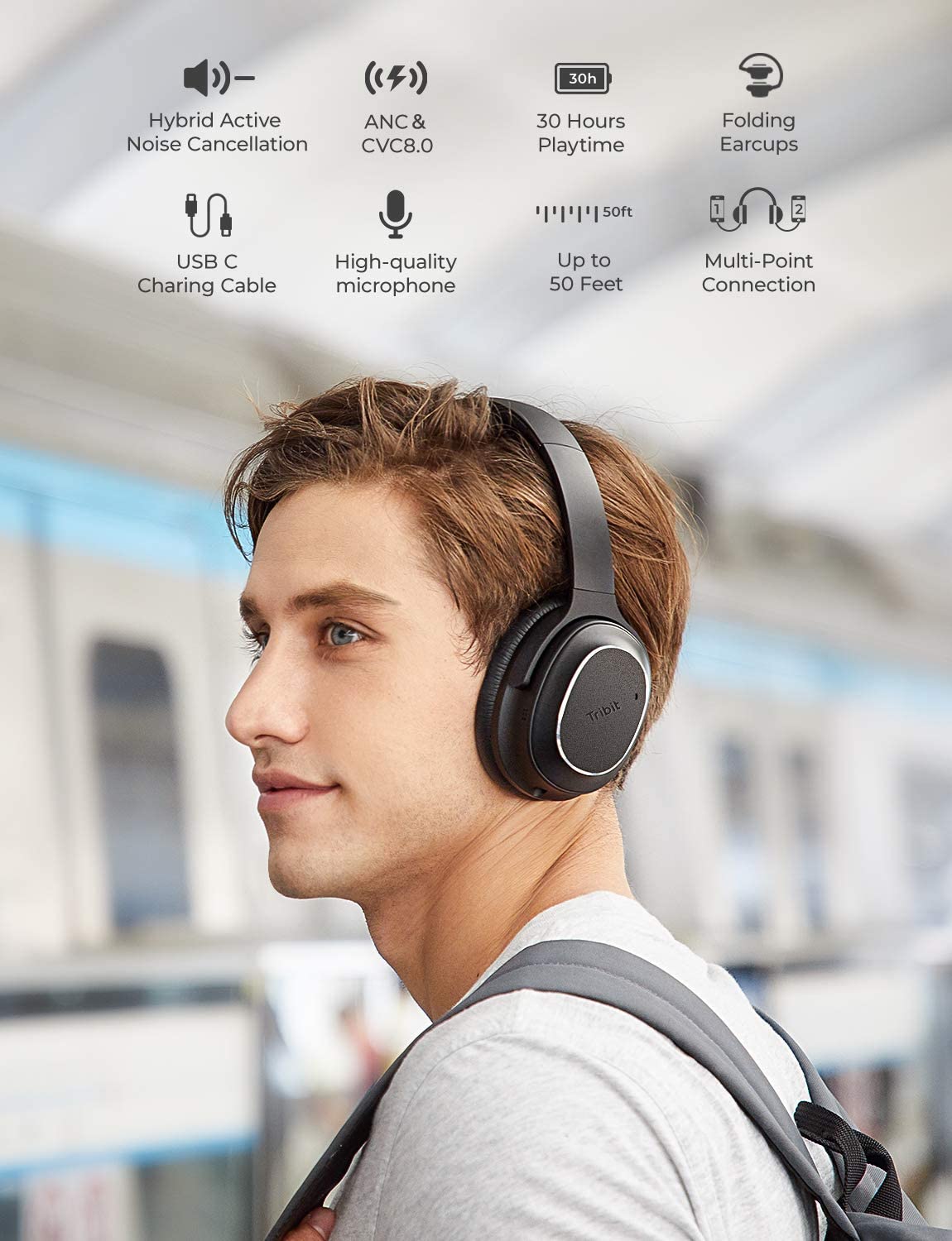 TRIBIT QuietPlus ANC Headphones