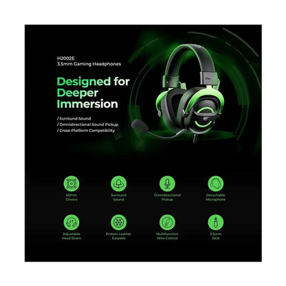 Havit Gamenote H2002E Wired Black & Green Gaming Headphone