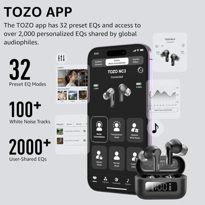TOZO AeroSound2 Hybrid Active Noise Cancelling Wireless Earbuds