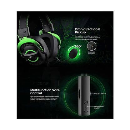 Havit Gamenote H2002E Wired Black & Green Gaming Headphone