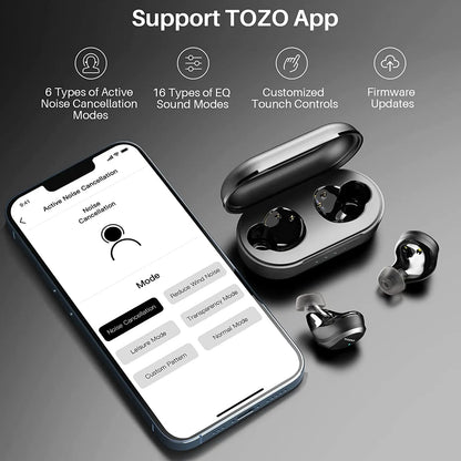 TOZO NC9 Pro Hybrid Active Noise Cancelling Wireless Earbuds