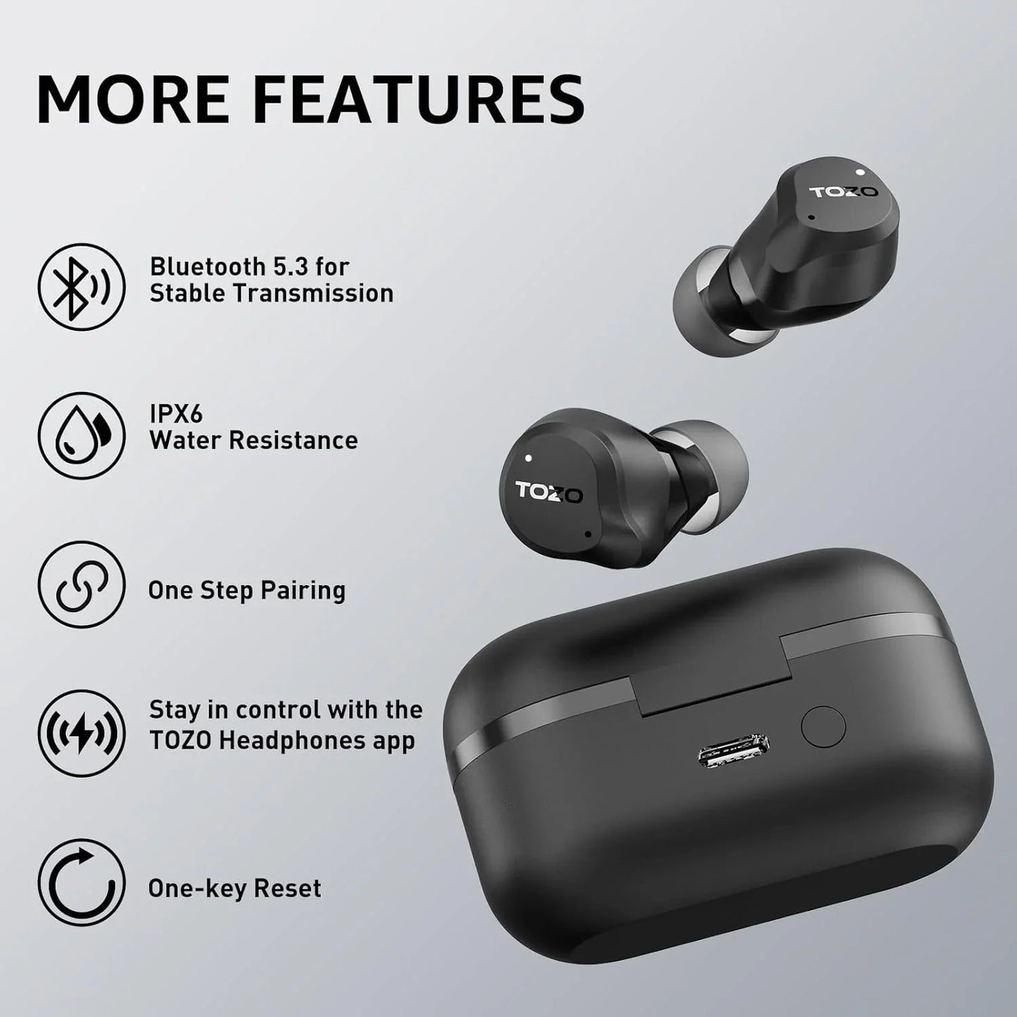 TOZO AeroSound Hybrid Active Noise Cancelling Wireless Earbuds